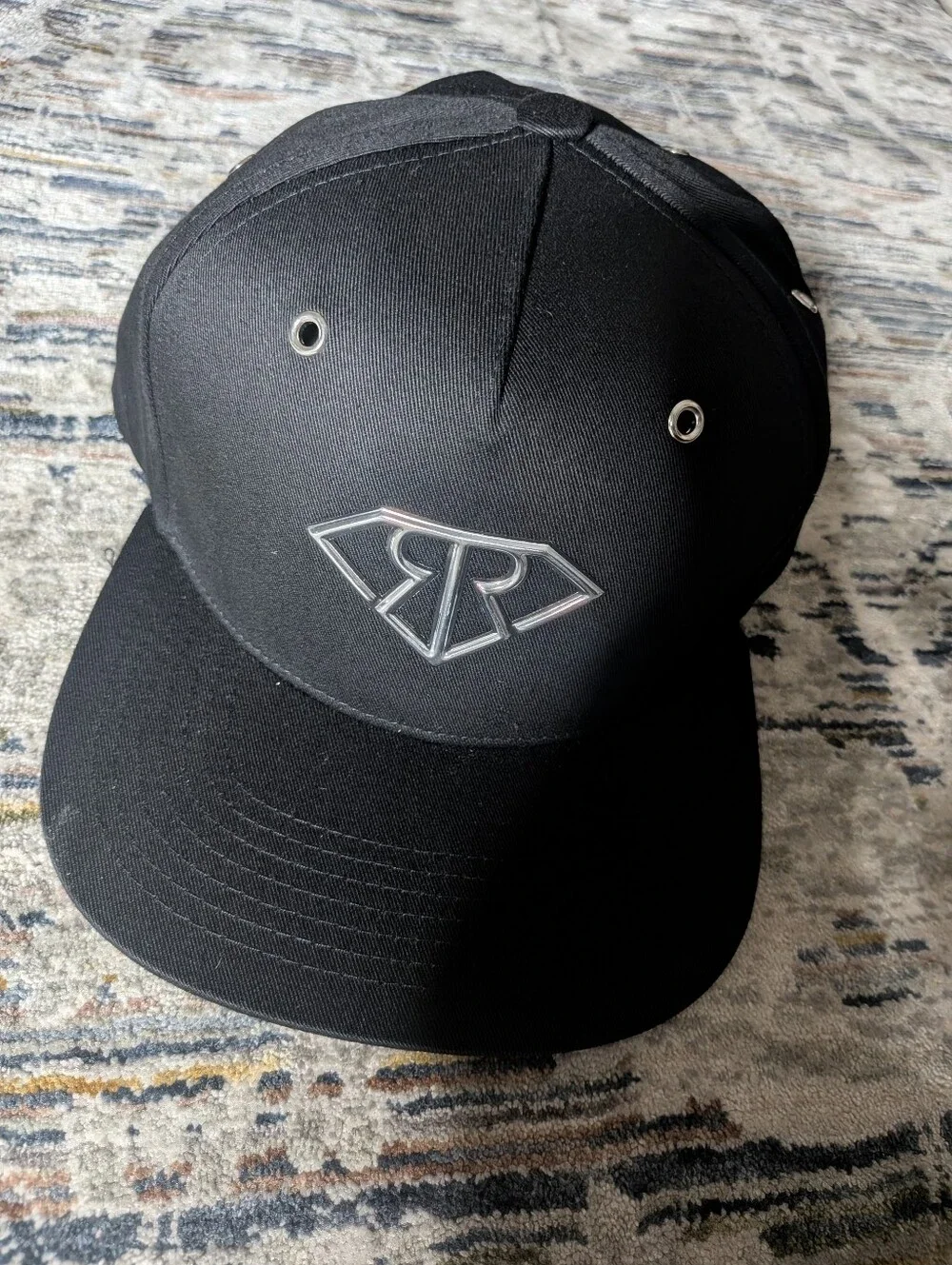 Rich & Rotten Black RR Flat Brim Metal Logo Hat Adjustable NWOT